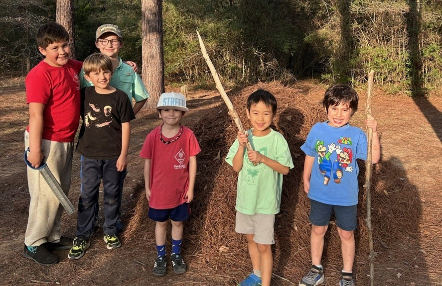 Scouts playing at family campout
