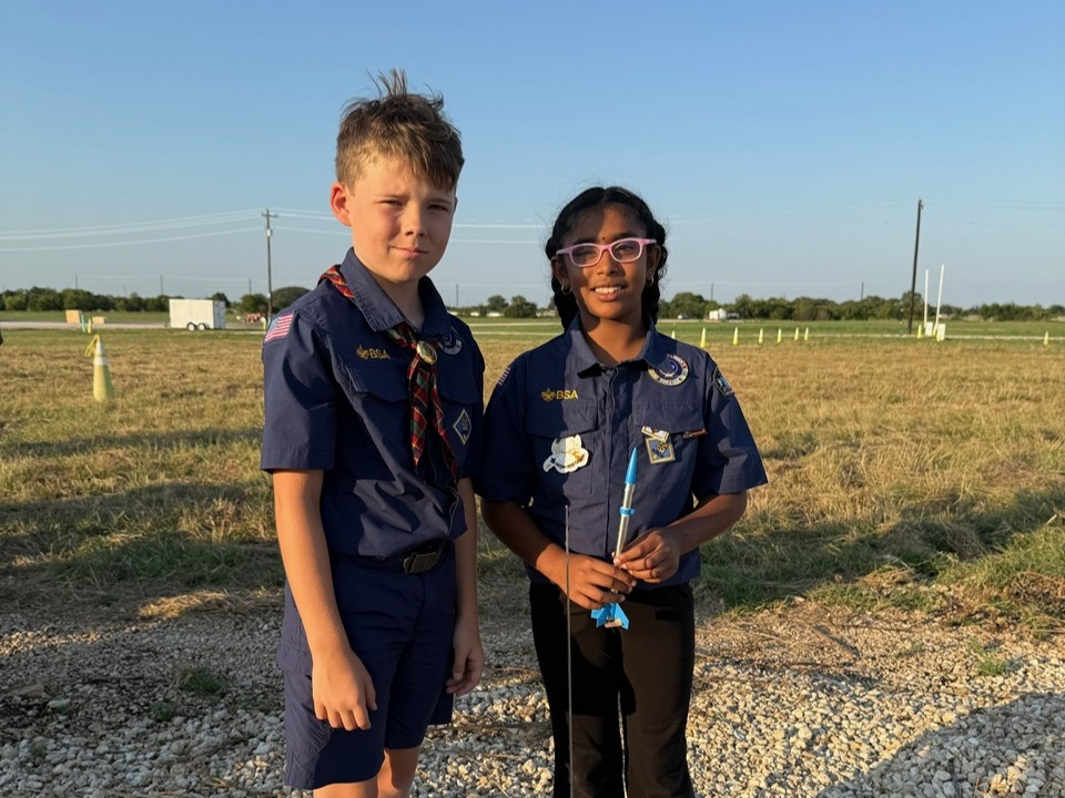 Scouts show their model rockets