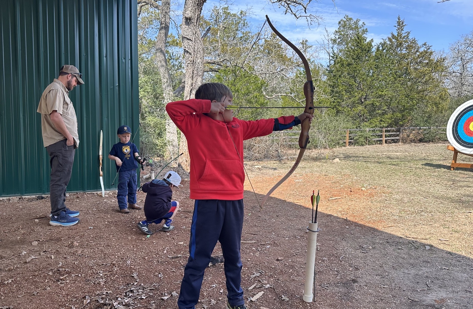 Scouts practicing archery